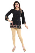 Snehal Creations Gracefully Black Alluring Indian Designer Short Kurti Tunic | Grocsy