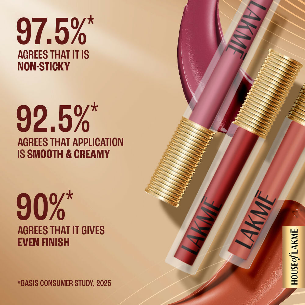 Lakme Ultimate Glam Matte Liquid Lipstick - Red Sangria | Grocsy