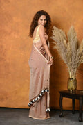 Very Much Indian Pure Mul Cotton Handloom Saree - Khakhi | Grocsy