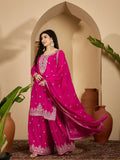 Joban Fashion Embroidery Pink Chinon Silk Kurta Set | Grocsy