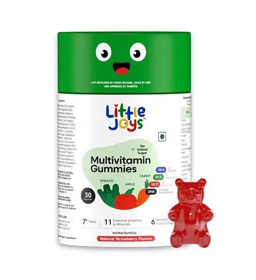 Little Joys Multivitamin Gummies for Kids (7-12 yrs)-No Sugar Added|Strawberry Flavor | Grocsy