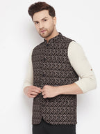 Even Apparels Black Merino Men Woven Nehru Jacket BF539 | Grocsy