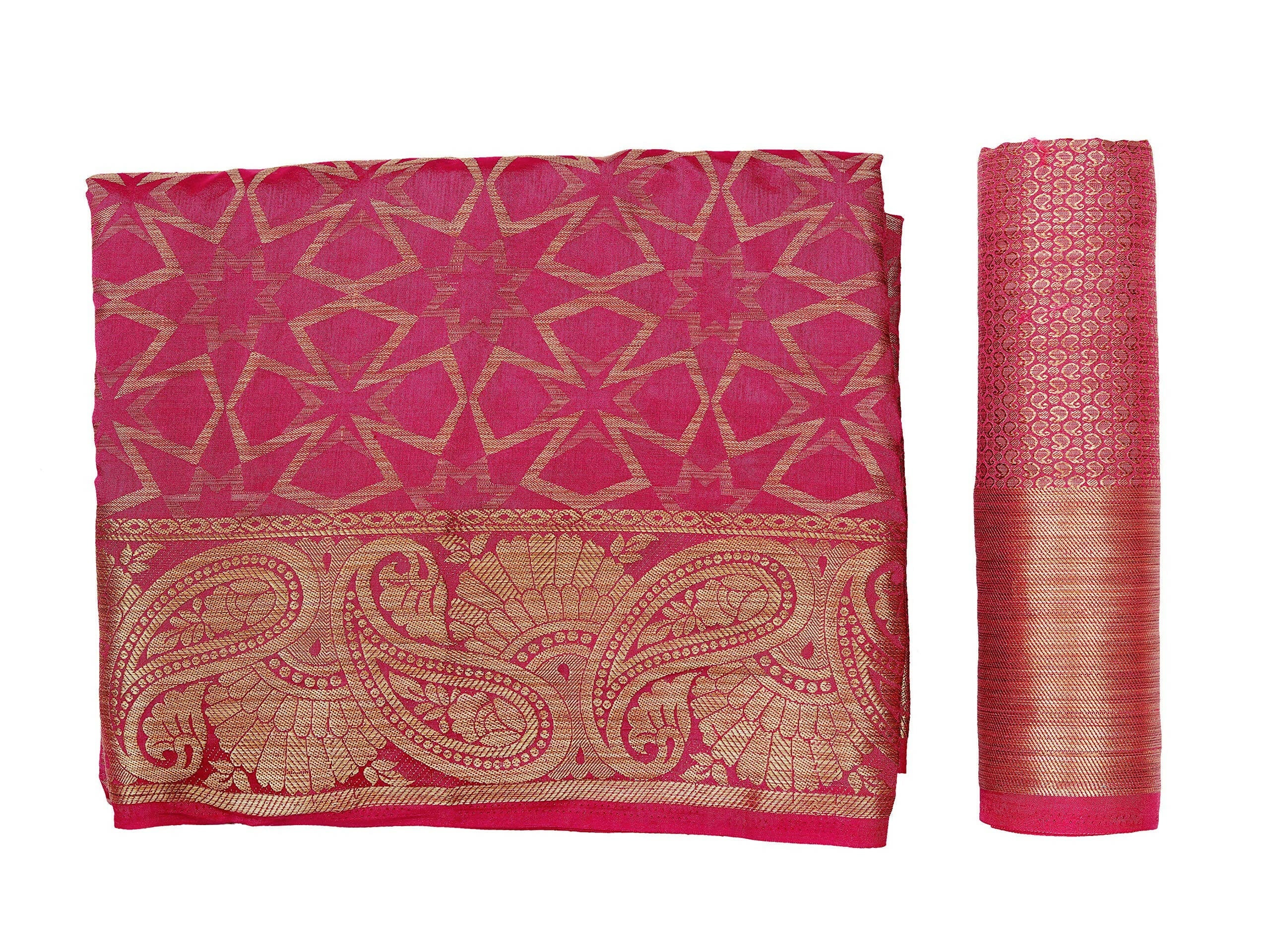 Mimosa Women's Pink Patola Art Silk Saree | Grocsy