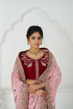 Kesar Fab Graceful Pink Zari And Sequins On Rich Fendi Silk Saree | Grocsy