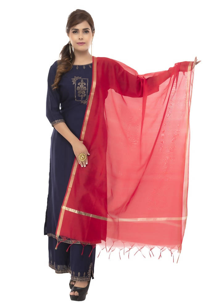 Mominos Fashion Red Banarsi Piping Dupatta | Grocsy