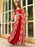 Janasya Maroon Georgette Solid Dress & Jacket | Grocsy