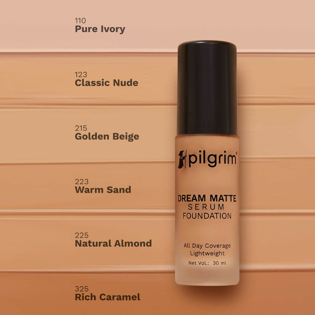 Pilgrim Dream Matte Serum Foundation With Matte & Poreless All Day Coverage Lightweight - Warm Sand | Grocsy