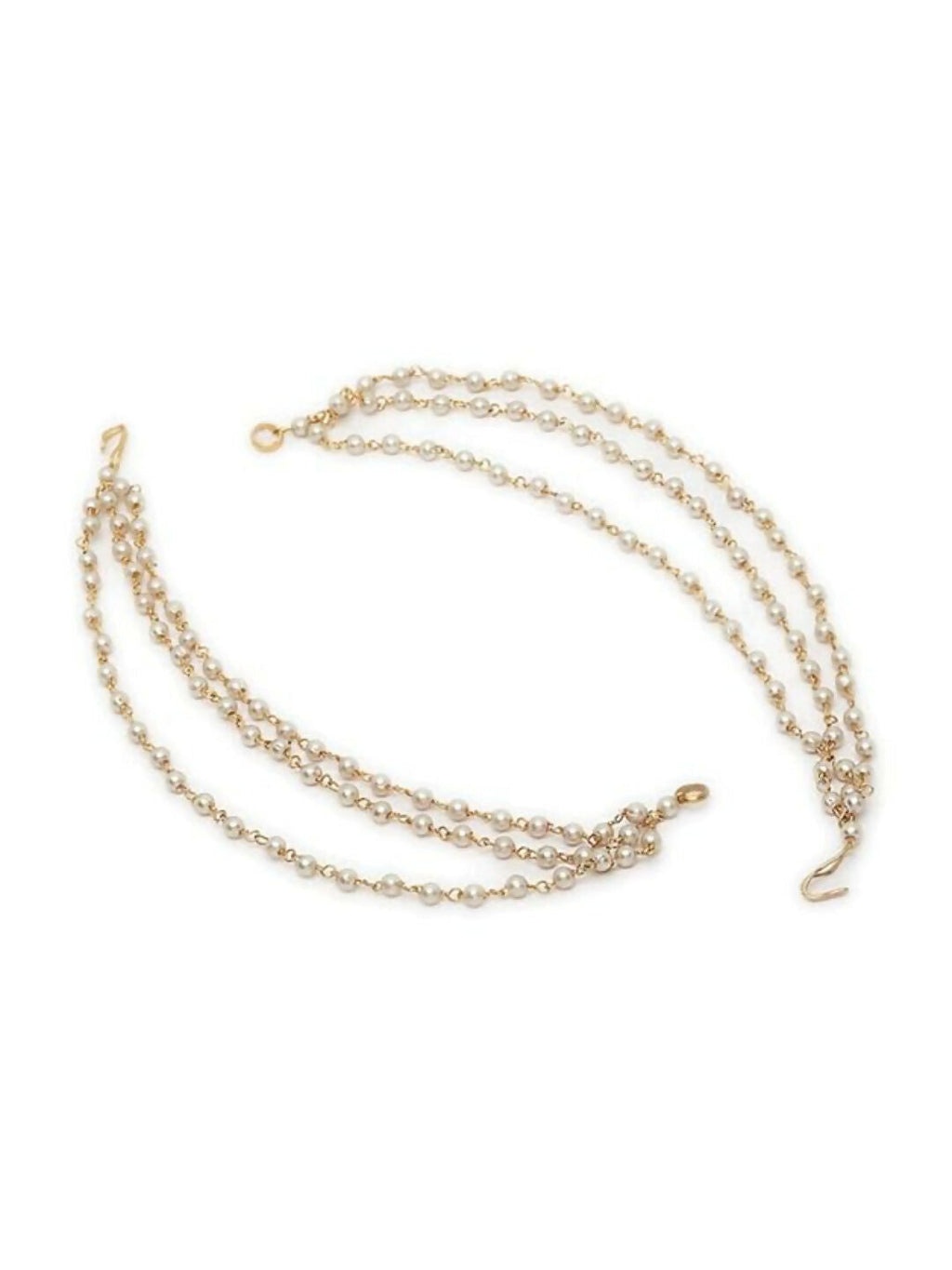 NVR Pearl Studded Classic Gold-Polished 3 Line Ear Chain Ear Cuff | Grocsy