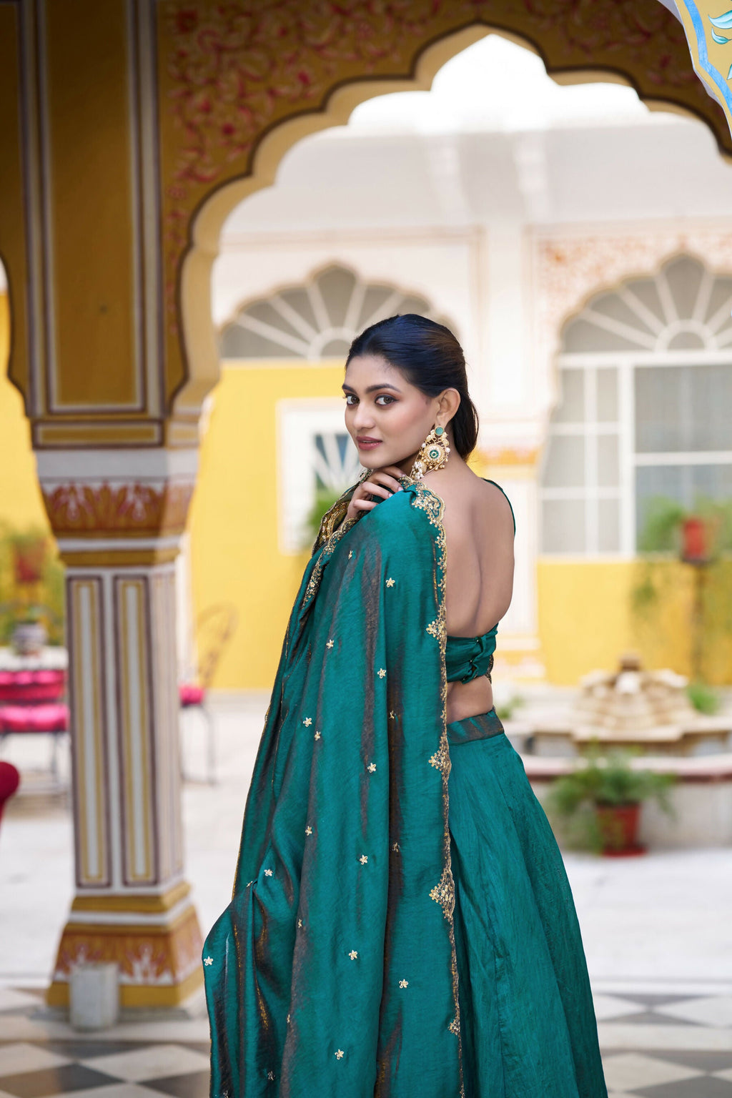 Lorenvalley Fashion Teal NC Silk Plain Lehenga Embroidery Work Choli with Dupatta | Grocsy