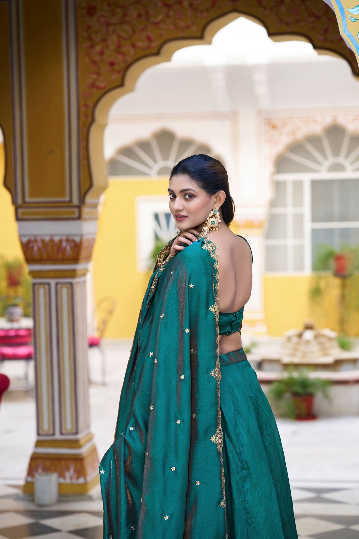 Lorenvalley Fashion Teal NC Silk Plain Lehenga Embroidery Work Choli with Dupatta | Grocsy