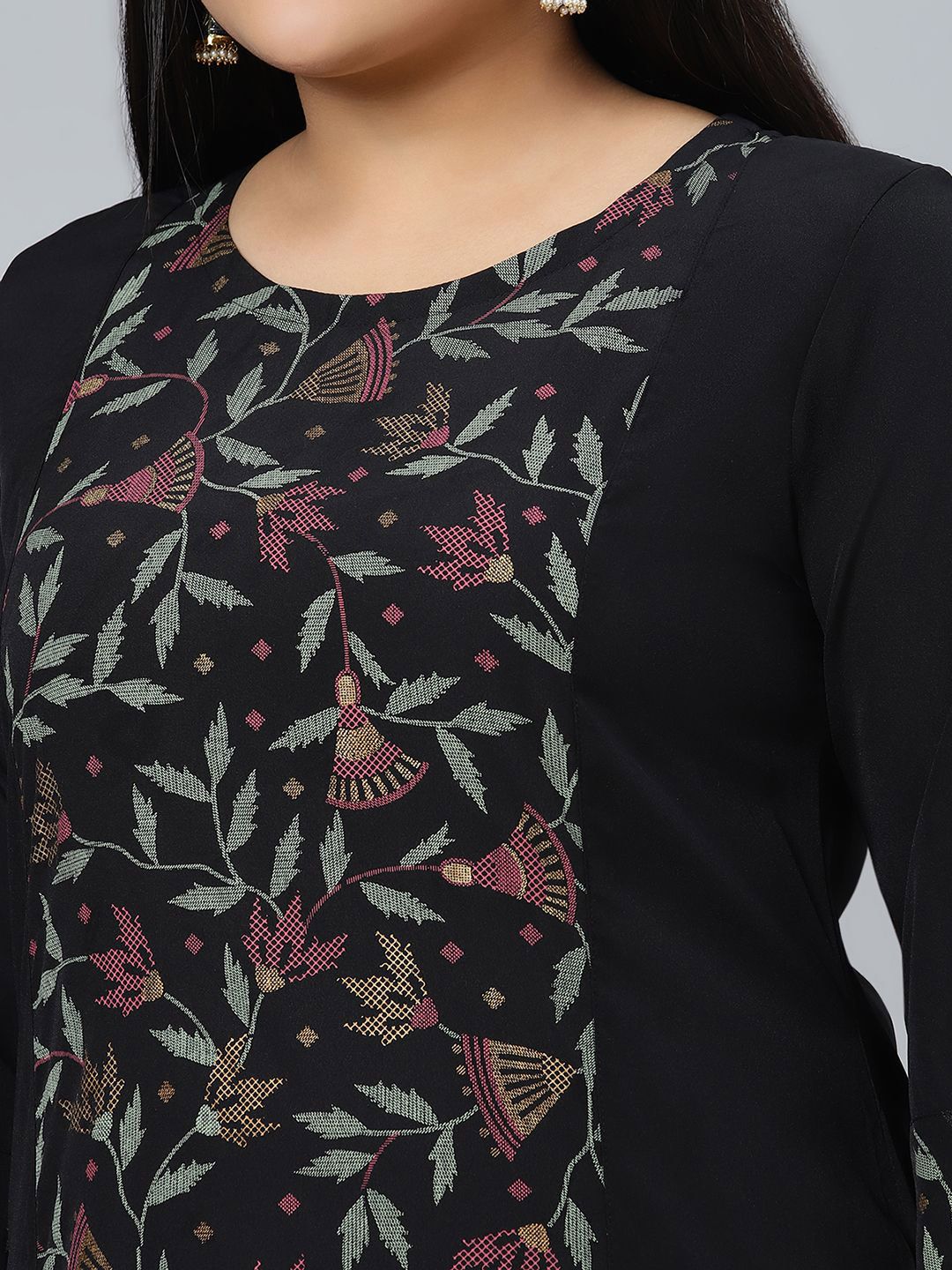 Sztori Plus Size Floral Printed Straight Kurta With Trouser | Grocsy