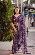 Jambali Poly Georgette Ethnic Motifs Saree with Unstitched Blouse - A2M | Grocsy