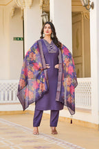 Festive Wear Ethnic Purple vetigun Stitched Suit With Dupatta - Nisha | Grocsy