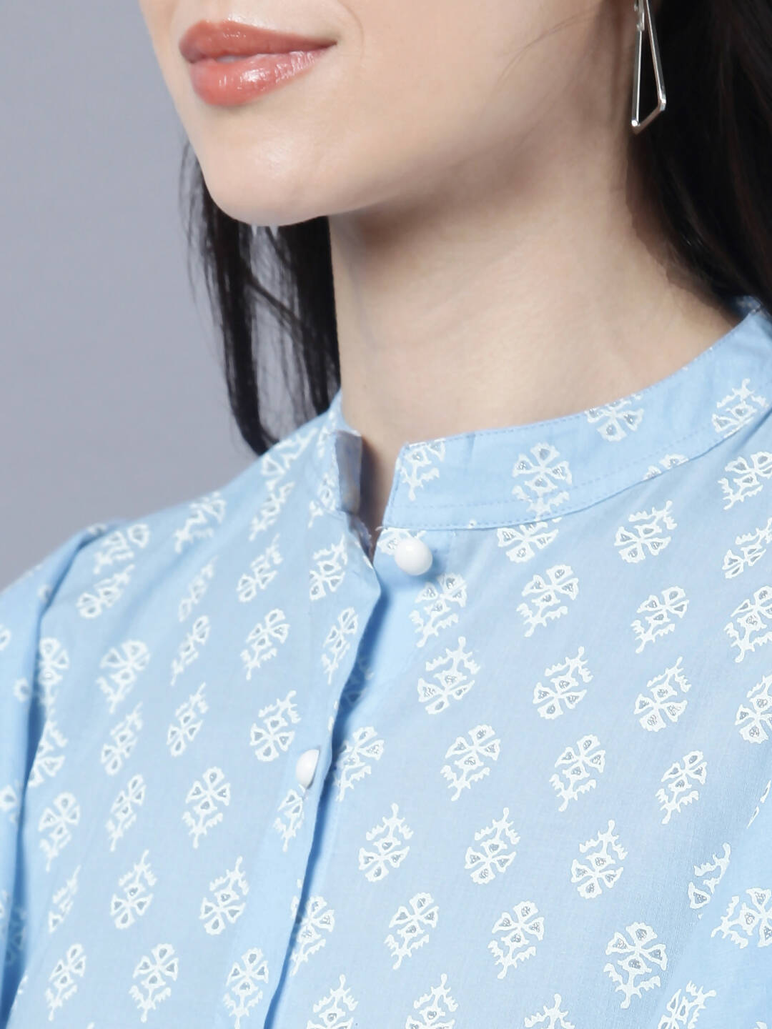 Myshka Stylish Blue Cotton Half Sleeve Women's Top | Grocsy