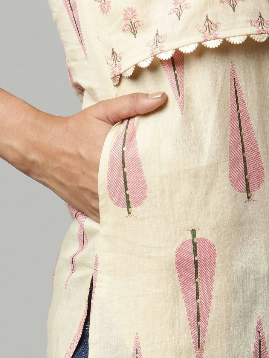 Ahalyaa Womens Chiku Pure Cotton Printed Kurtas | Grocsy
