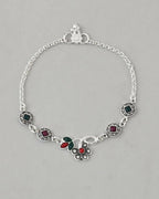 VOJ Set of 2 Traditional Multi Color Stone Studded Designer Anklet | Grocsy