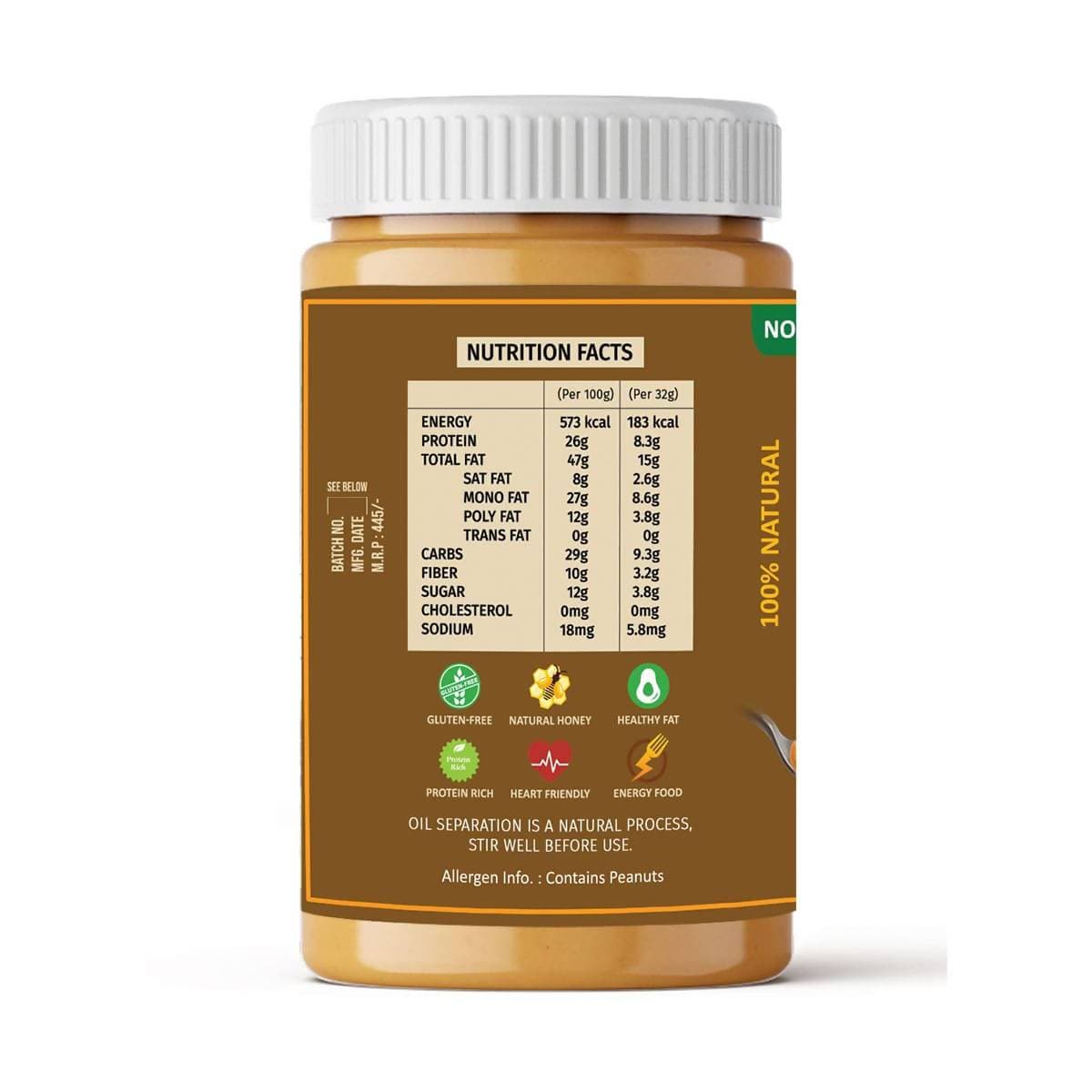 Oye Healthy Peanut Butter Natural Honey Combo Pack of 2 (850gm+340gm) | Grocsy