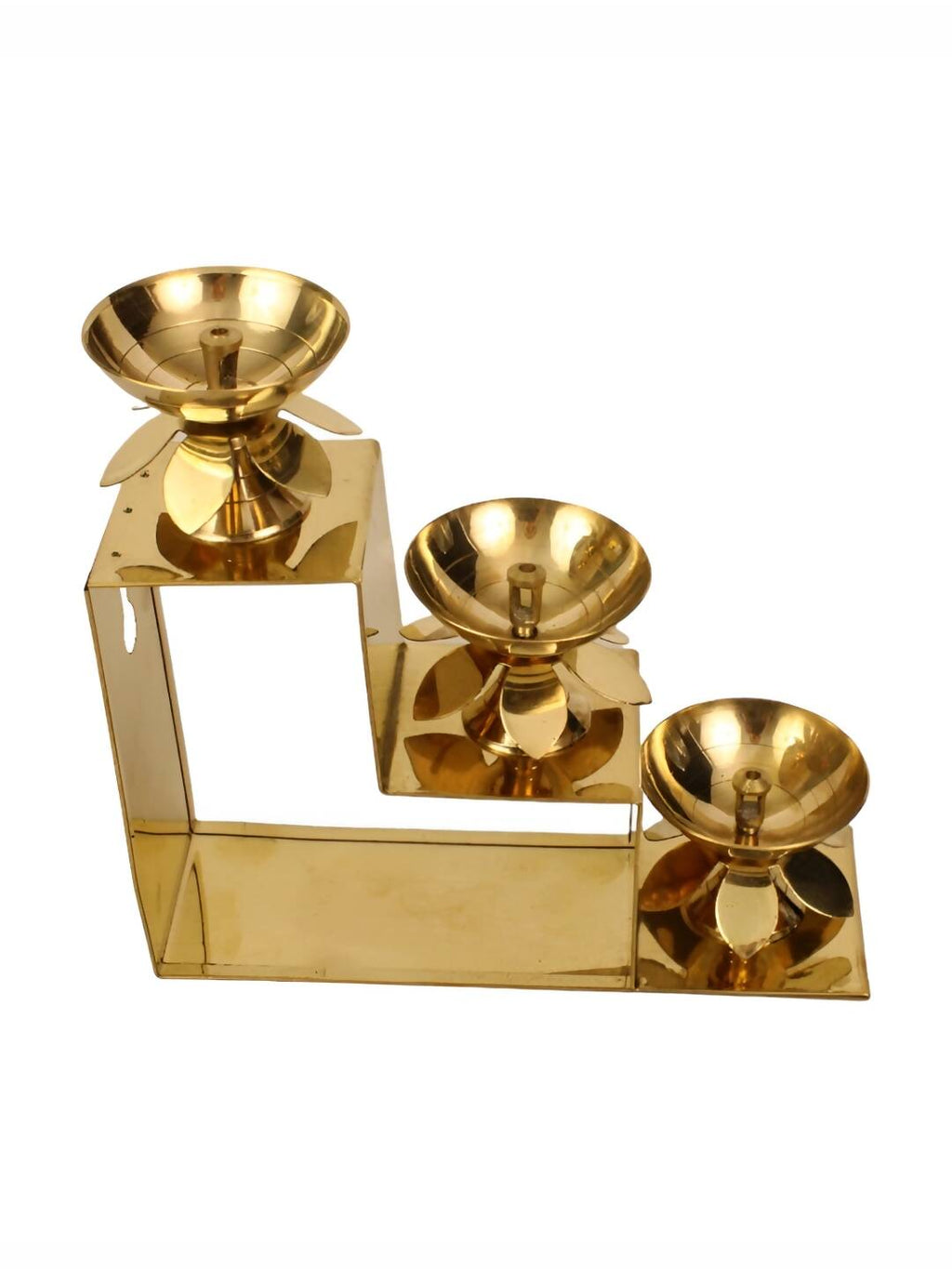 Spillbox Gold-Tone Brass 3 Step Diya | Grocsy