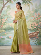Shree Shyam Fashion Green Tissue Silk Saree | Grocsy