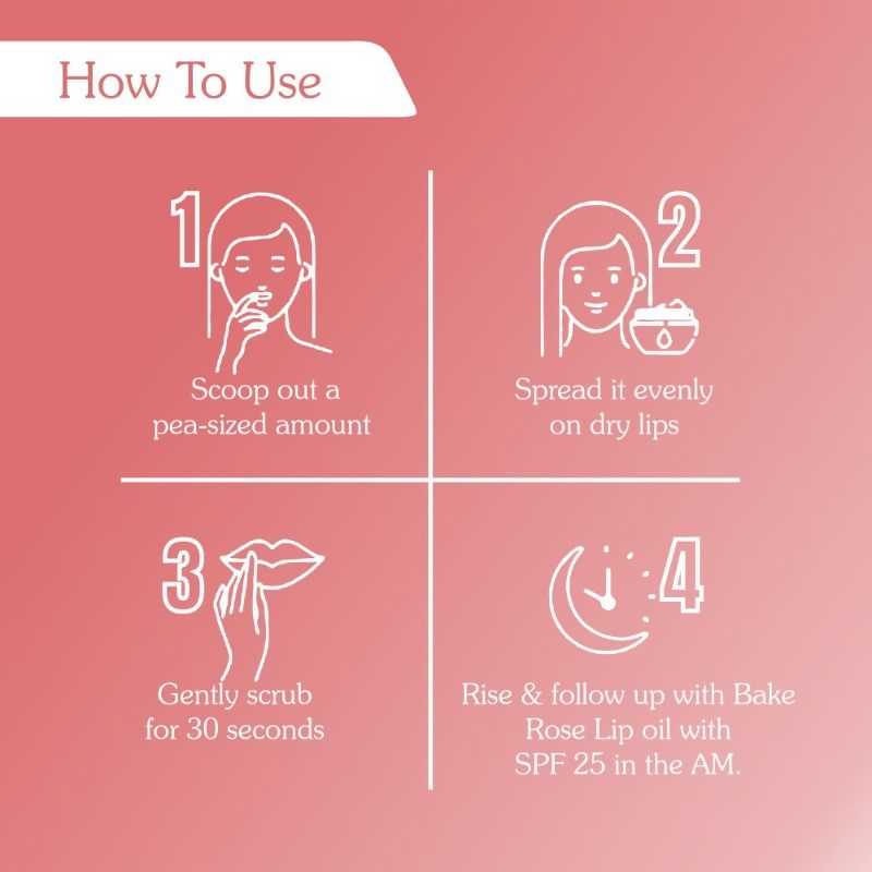 Bake Vitamin C Rose Lip Scrub For Dark Lips & Pigmentation | Grocsy