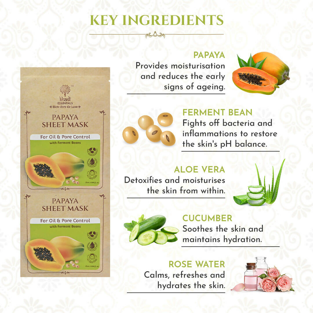 Khadi Essentials Papaya Serum Sheet Mask | Grocsy