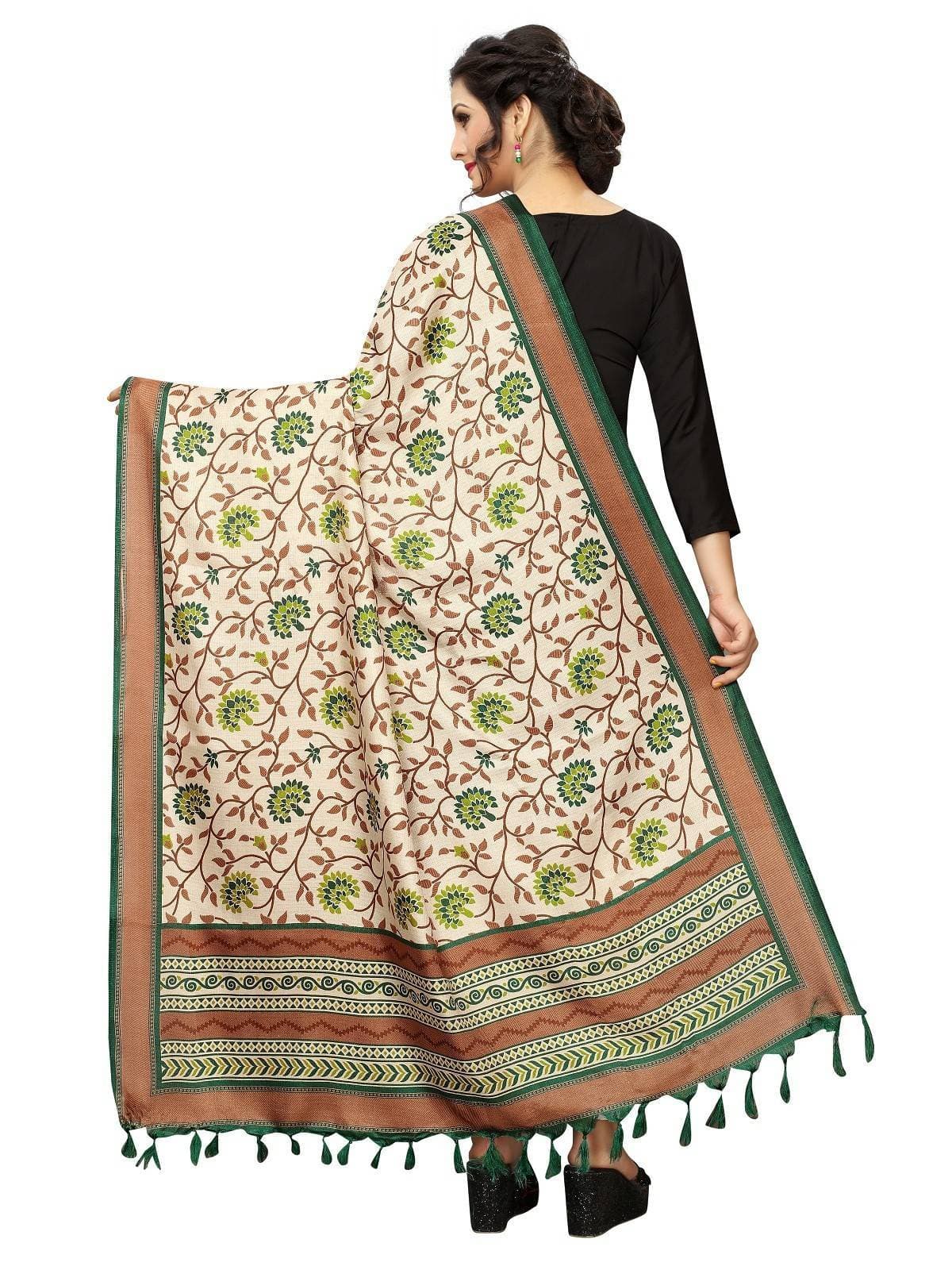 Vamika Green Printed Khadi Bhagalpuri Dupatta | Grocsy