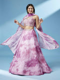 House of Panchhi Lavender Organza Floral Printed Lehenga choli & Dupatta | Grocsy