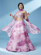 House of Panchhi Lavender Organza Floral Printed Lehenga choli & Dupatta | Grocsy