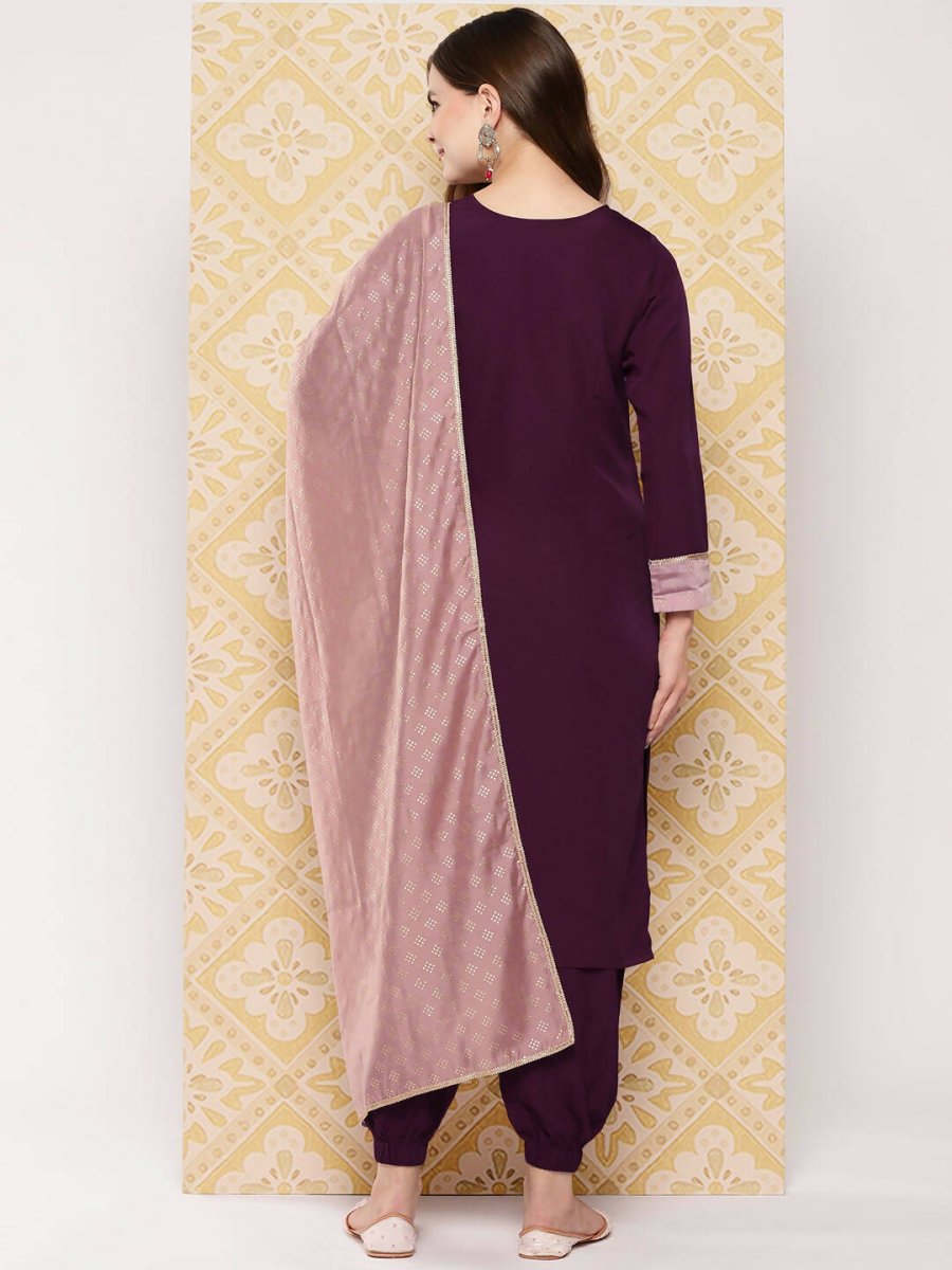 Ahalyaa Women's Traditional wear Kurta Set - Burgundy | Grocsy