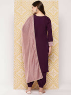 Ahalyaa Women's Traditional wear Kurta Set - Burgundy | Grocsy