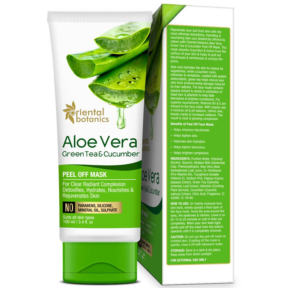 Oriental Botanics Aloe Vera Green Tea & Cucumber Peel Off Mask | Grocsy