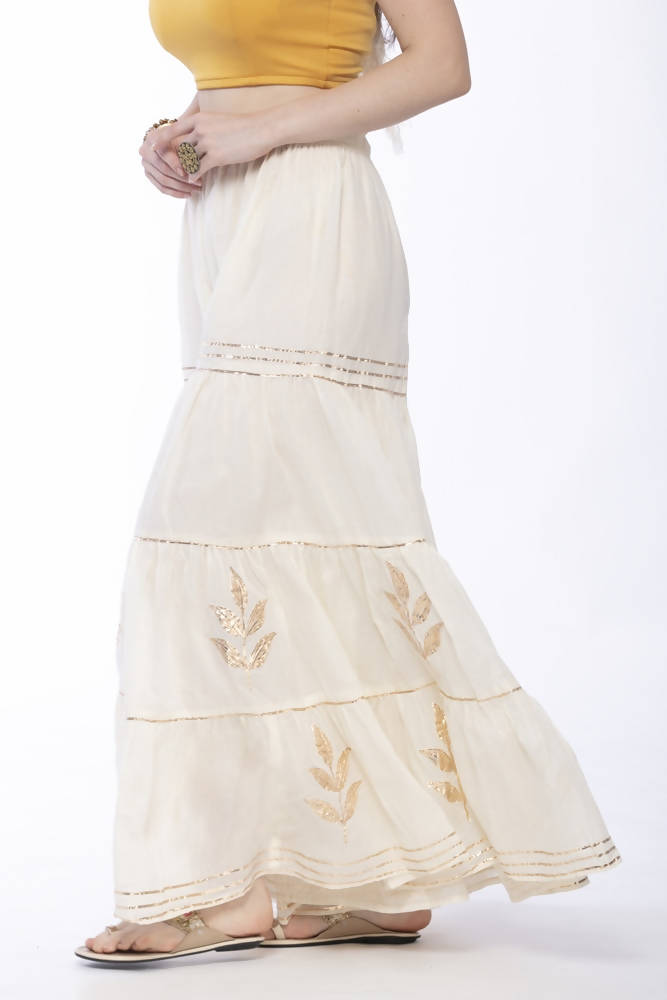 Mominos Fashion Cotton Off White Gotta Work Sharara | Grocsy