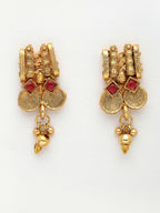 NVR Women Gold-Polished Pink Stone Studded Handcrafted Temple Jewellery Set | Grocsy