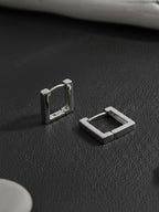 NVR Men's Silver Plated Geomatric Shaped Hoop Earrings | Grocsy