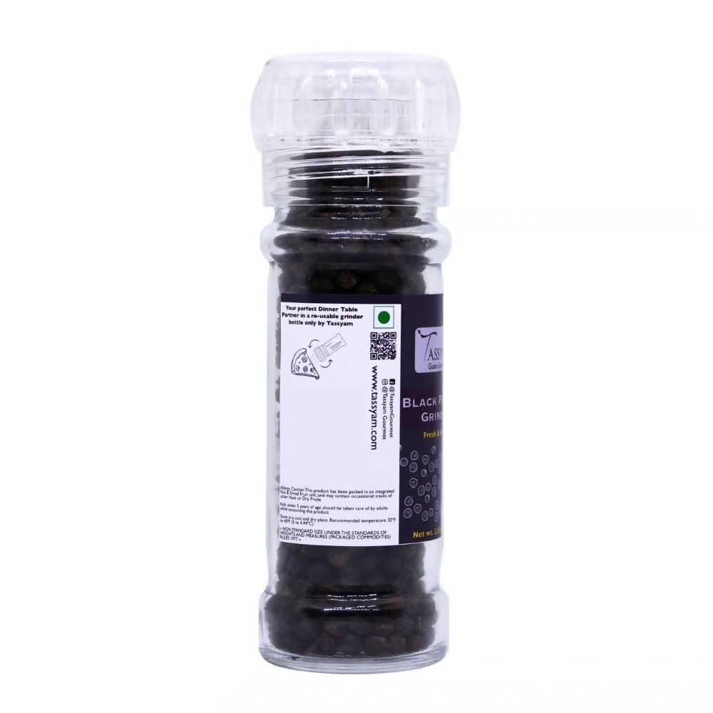 Tassyam Organics Black Pepper Grinder Bottle | Grocsy