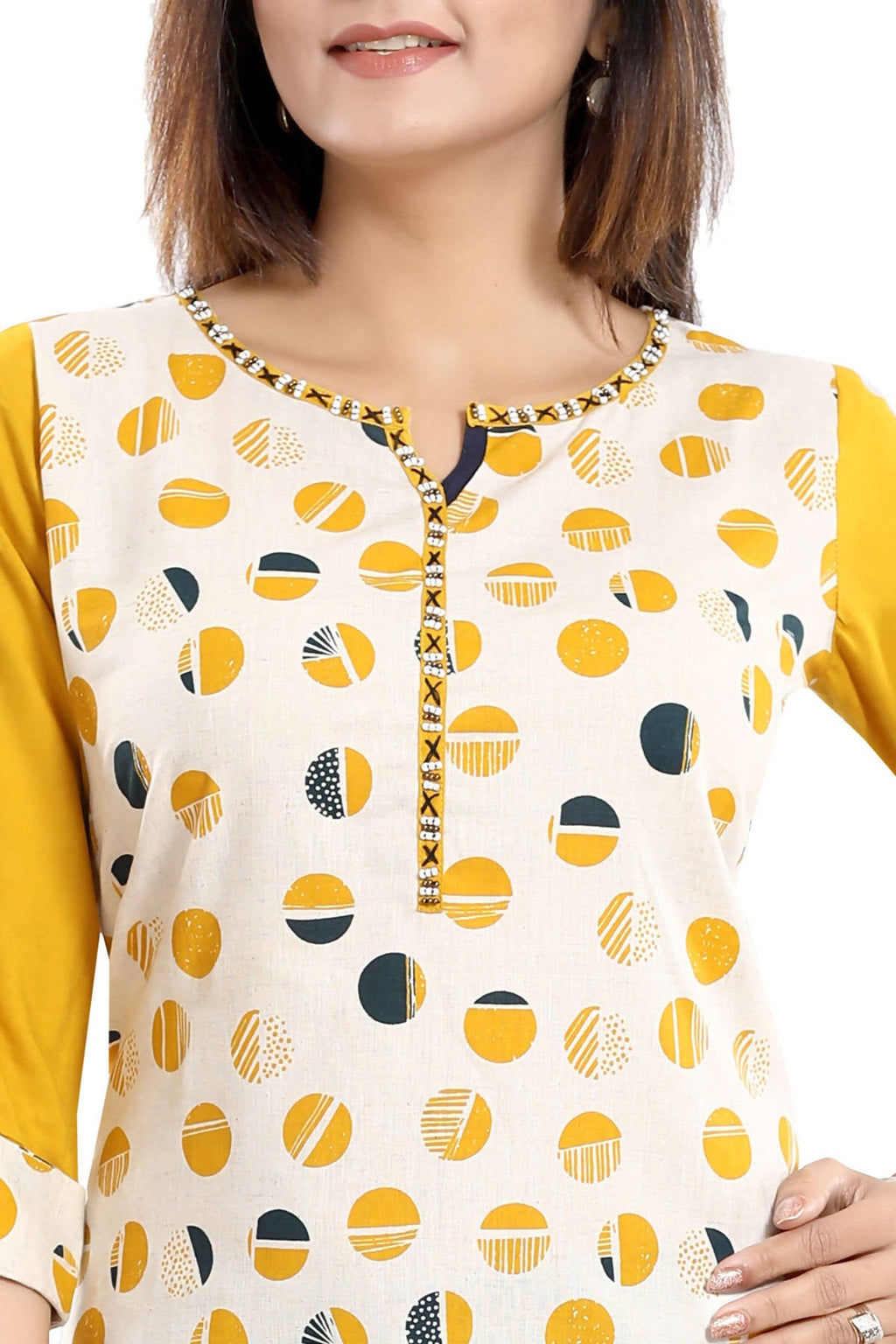 Snehal Creations Cotton Printed Apple-Cut Short Tunic | Grocsy