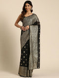 Ahalyaa Women's Traditional Semi Stitch Saree - Black | Grocsy
