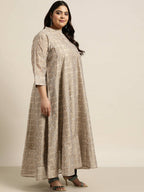 Juniper Women`S Beige Rayon Festive Wear Printed Anarkali Kurta | Grocsy