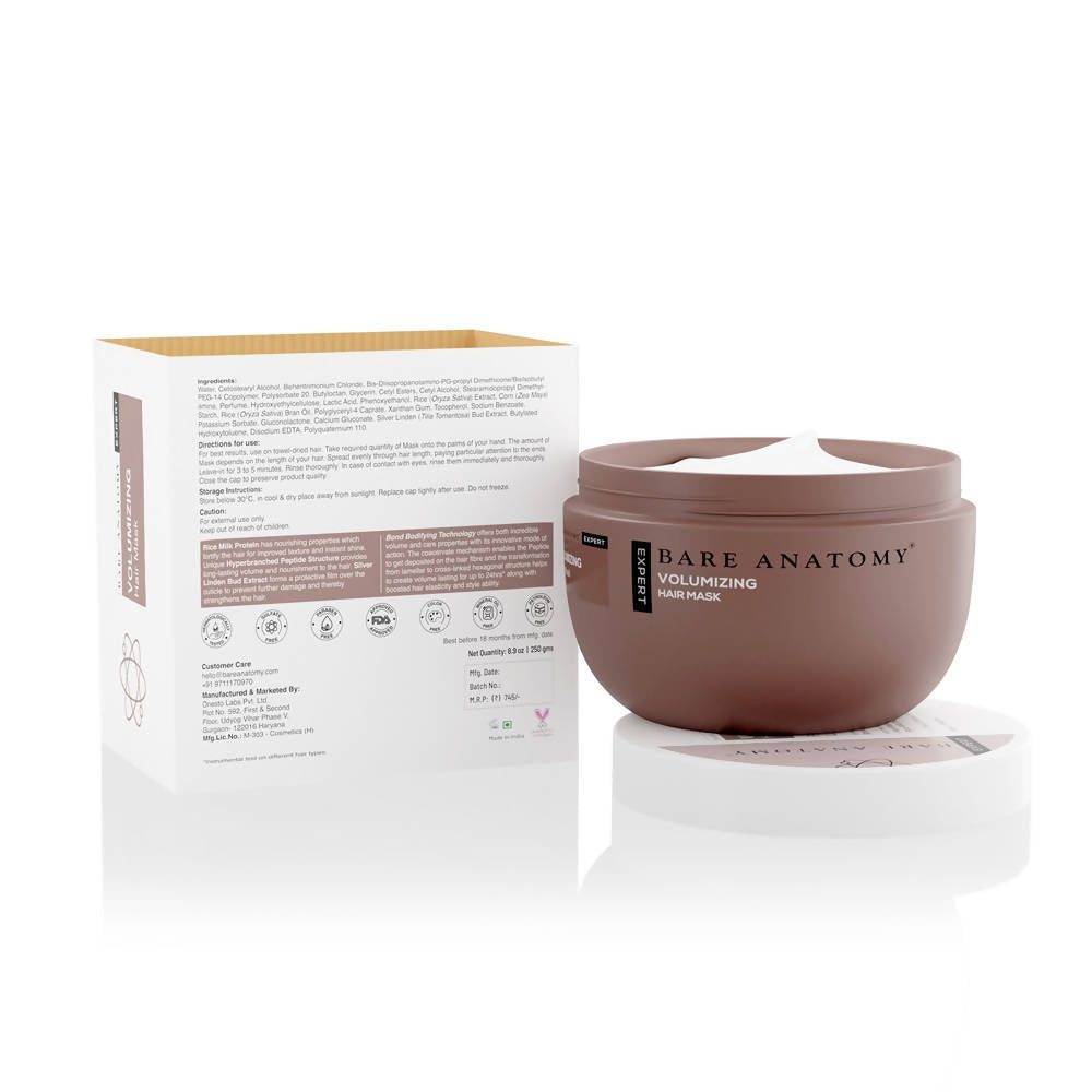 Bare Anatomy Expert Volumizing Hair Mask with Peptides & Rich Milk Protein | Voluminous Hair For Up To 24 Hours | Grocsy