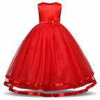 Asmaani Baby Girl's Red Color Satin Full Length Party Frock (AS-DRESS-22061) | Grocsy