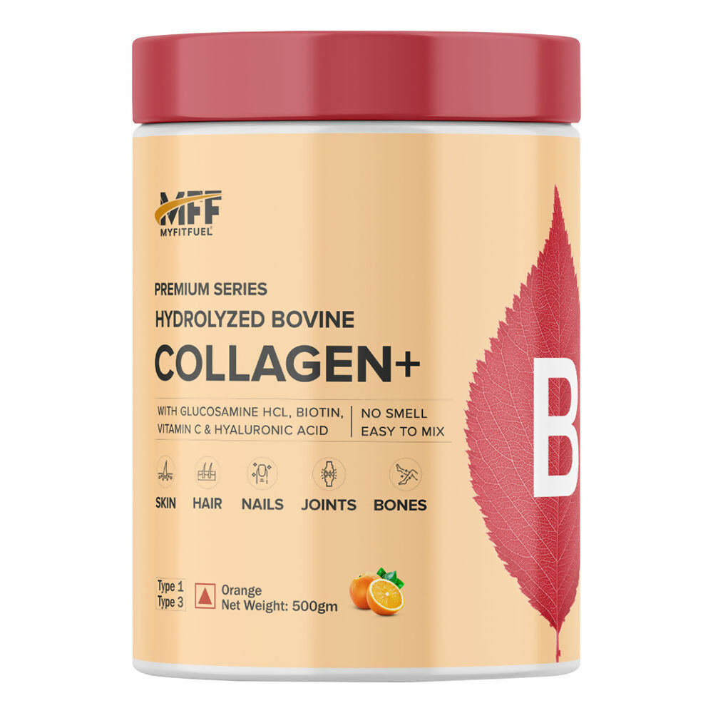 MyFitFuel Hydrolyzed Bovine Collagen + Hyaluronic Acid Biotin Vitamin C Skin Hair Nails - Orange | Grocsy