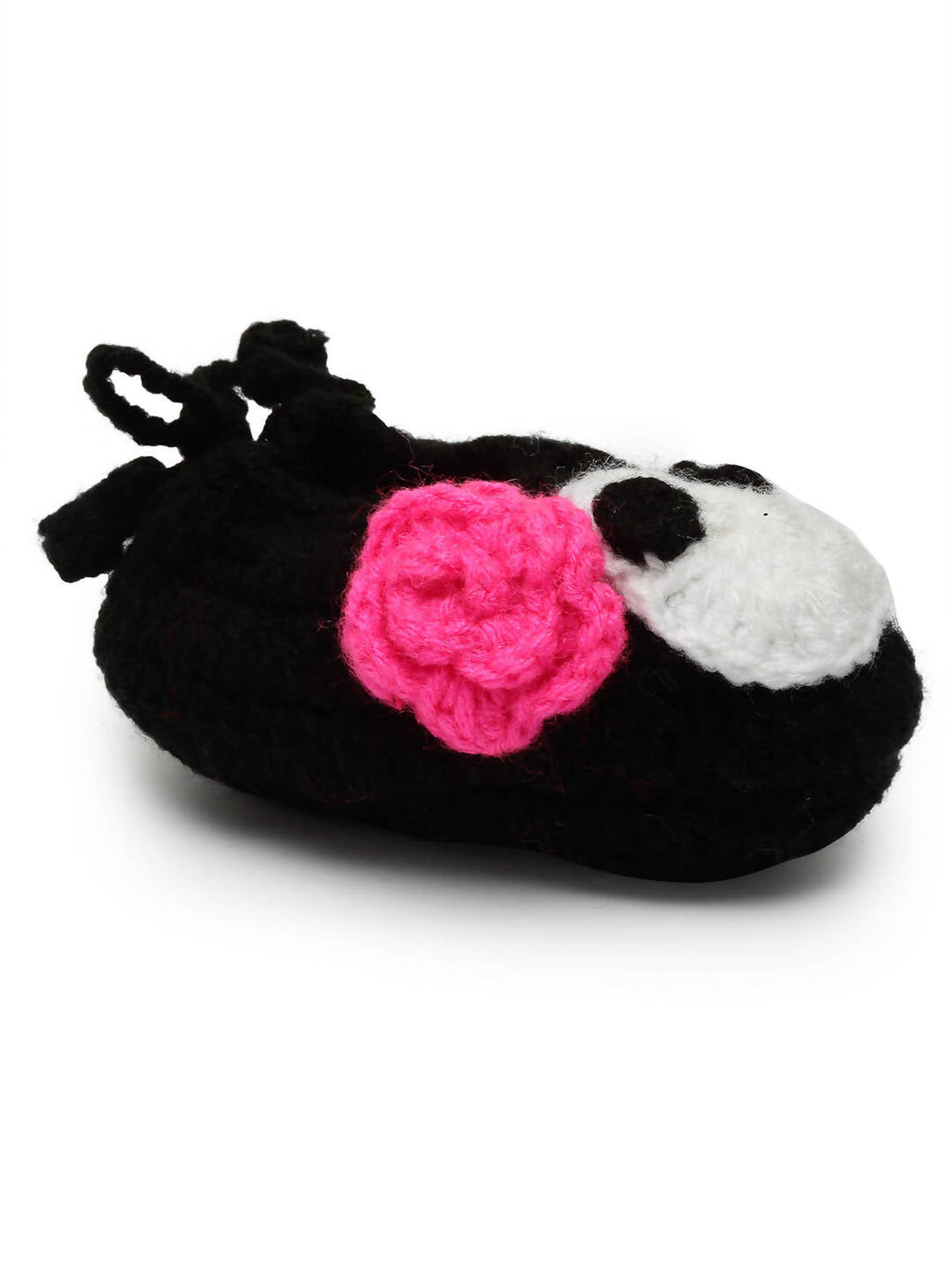 Chutput Kids Woollen Hand Knitted Cartoon Face Detailed Booties - Black | Grocsy