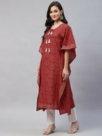 Miravan Women's Cotton Festive Wear Kaftan Style Kurta | Grocsy