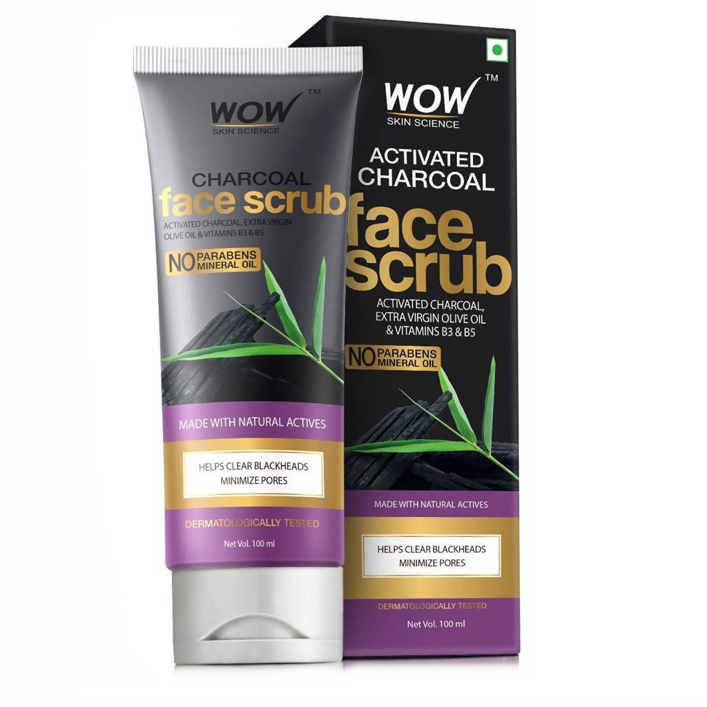 Wow Skin Science Charcoal & Hyaluronic Acid Detox Face Scrub | Grocsy