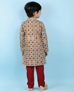 Joban Fashion Kids Island Cotton Full Sleeves Printed Kurta and Pyjama- Maroon | Grocsy