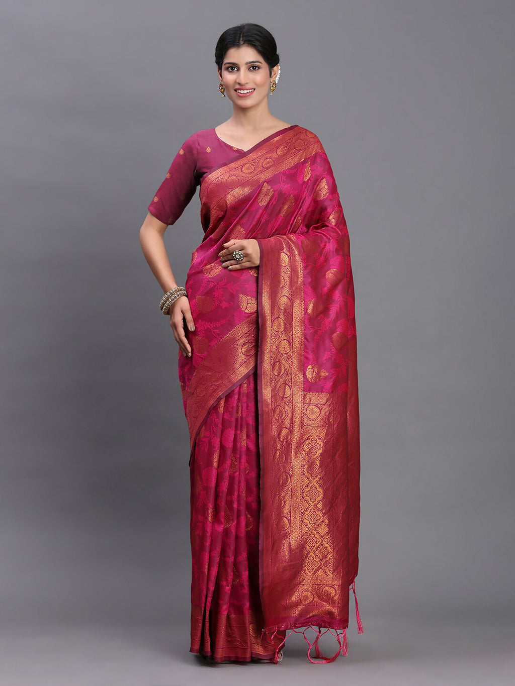 Shree Shyam Fashion Silk Pink Saree | Grocsy