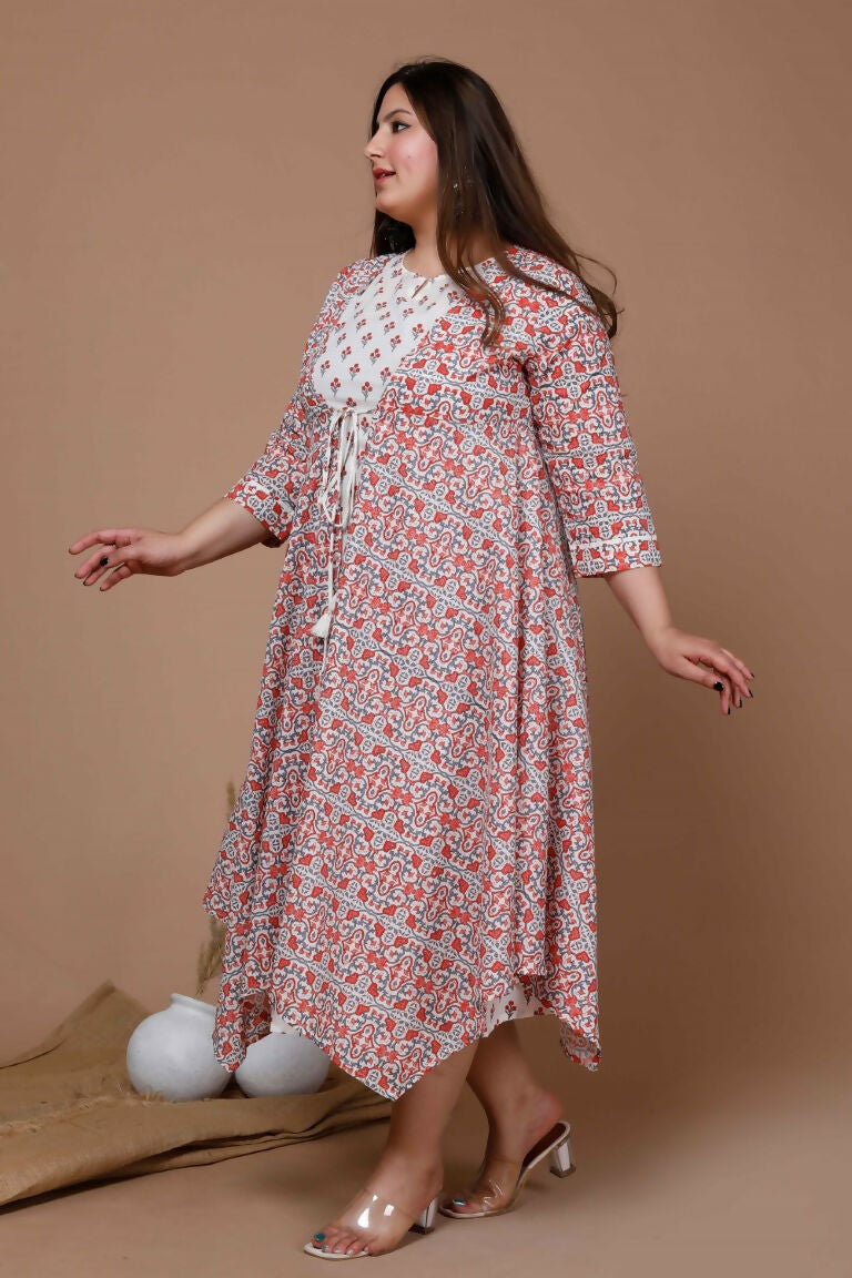 Miravan Women's Plus Size Printed Anarkali Kurta With Jacket | Grocsy