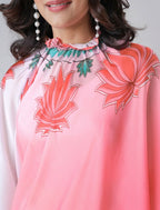Vastranavya Blush Pink Freehand Floral Print Ready to Wear Saree | Grocsy