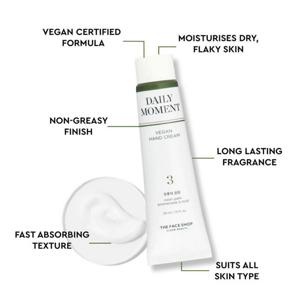 The Face Shop Non-Greasy Vegan Hand Cream - Noon Park With Hyaluronic Acid | Grocsy