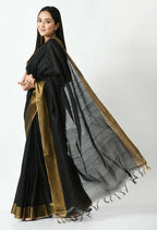 Mominos Fashion Moeza Black Bhagalpuri Handloom Silk Jay Shree Saree with unstitched Blouse piece | Grocsy